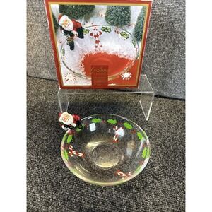 Gorham Winter Follies Crystal Candy Dish Resin Santa 6 3/4" Christmas‎ Decor